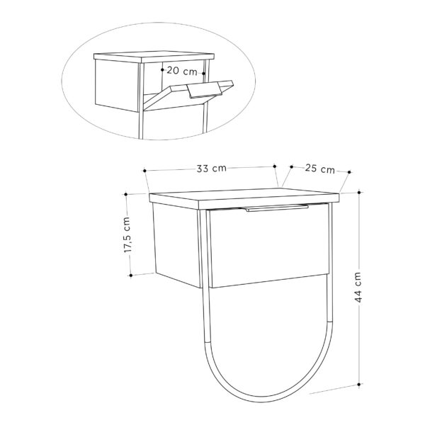 Norfolk Modern Bedside Table Bedroom Furniture W 33cm