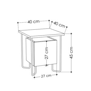 Acres Modern Bedside Table 40cm Width Bedroom Furniture