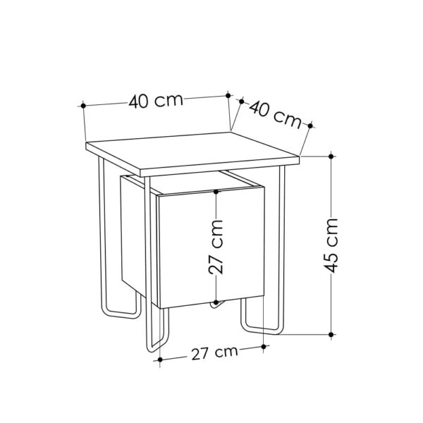 Acres Modern Bedside Table 40cm Width Bedroom Furniture